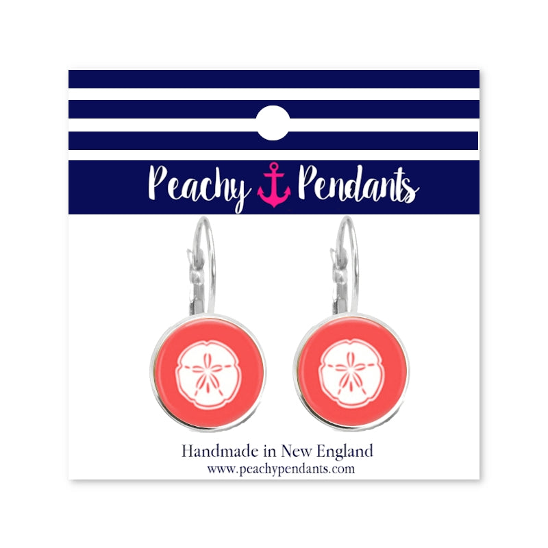 Coral Sand Dollar Dangle Earrings