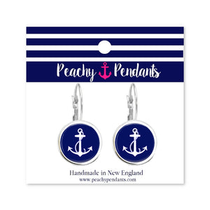 Navy Anchor Dangle Earrings