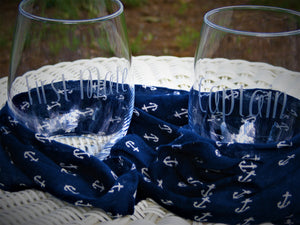 Captain and First Mate Stemless Wine Glasses