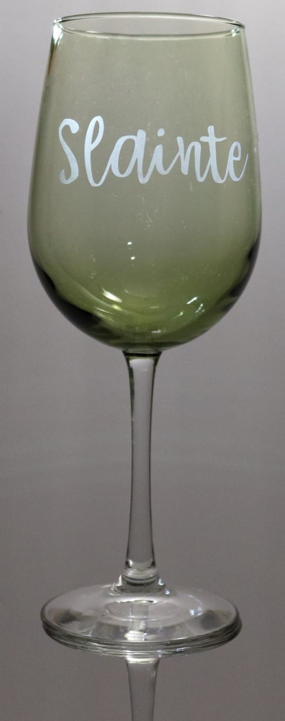 Slainte Stem Wine Glass Green