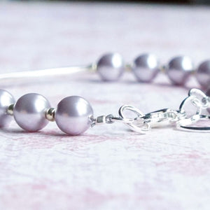 Lavender Swarovski Pearls with Sterling Silver Bar