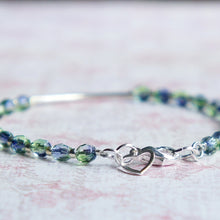 Load image into Gallery viewer, Blue and Green Czech Beads with Sterling Silver Bar
