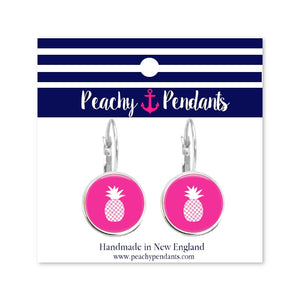 Hot Pink Pineapple Dangle Earrings