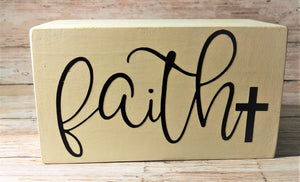 Wooden Distressed Faith Block